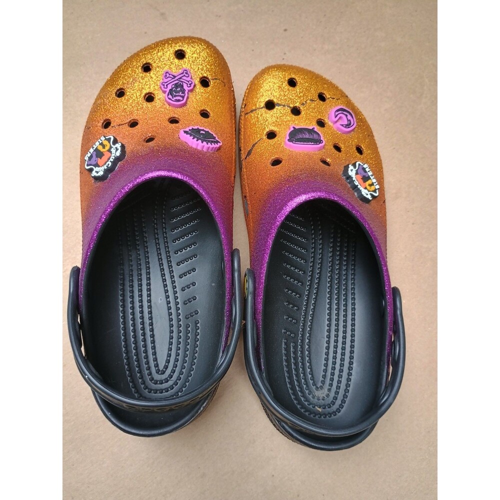 Disney Parks Halloween Hocus Pocus Crocs Sz US Mens 8 Women's 10 Purple Orange - Picture 2 of 6